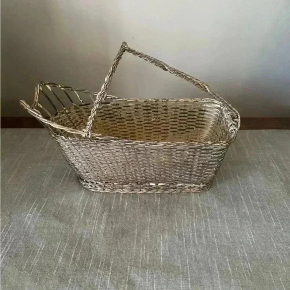 Vintage had made silver plated basket, wine holder  holder